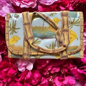 Tropical Banana Palm Tree Beach Scene Clutch Handbag Vintage